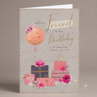 Luxury Personalized Birthday Card - "To A Special Friend On Her Birthday"