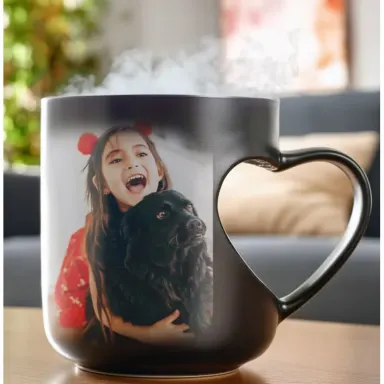 Personalised Photo Heat-Changing Magic Mug with Heart Handle