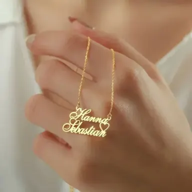 Personalised Gold Plated Heart Name Necklace – Custom Name Jewelry